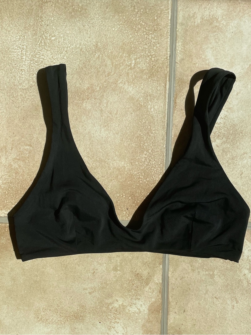 Grana black plunge style deep v bikini top bralette; size XS
